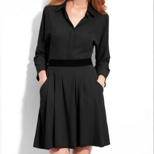 Theory black elastic waist shirt dress